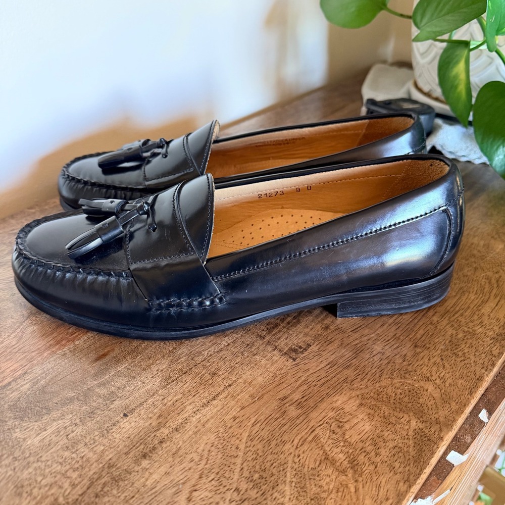 Kirkland Signature Tassel Kiltie Loafers Mens 9 D‎ Black Leather Shoes Brazil - Picture 3 of 11